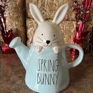 RAE DUNN Spring Bunny Ceramic Water Can Pitcher
